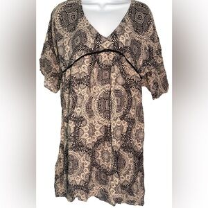 Knox Rose Women's Black and Cream Patterned dress